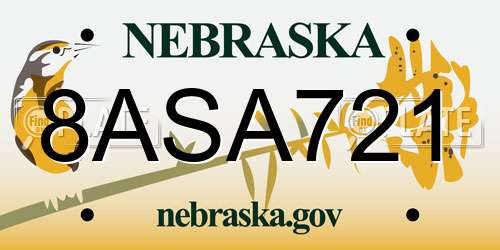 8ASA721 Nebraska License Plate