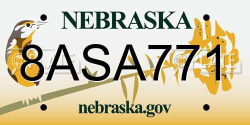 8ASA771 Nebraska License Plate