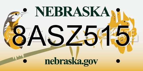 8ASZ515 Nebraska License Plate