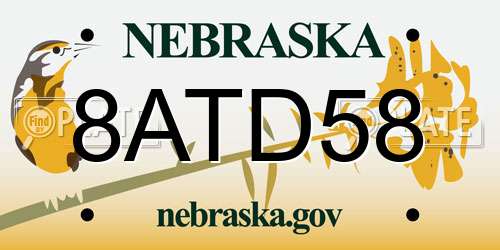 8ATD58 Nebraska License Plate