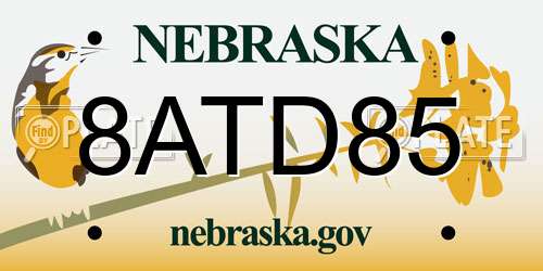 8ATD85 Nebraska License Plate