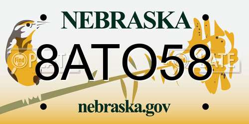 8ATO58 Nebraska License Plate