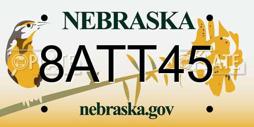 8ATT45 Nebraska License Plate
