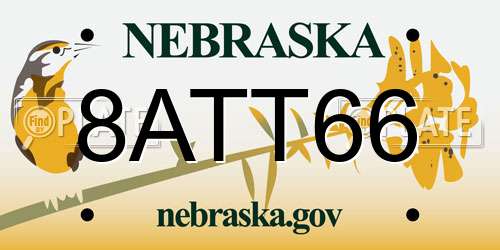 8ATT66 Nebraska License Plate