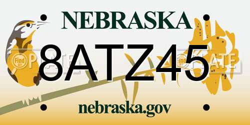 8ATZ45 Nebraska License Plate