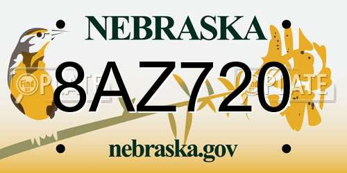 8AZ720 Nebraska License Plate