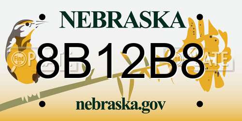 8B12B8 Nebraska License Plate