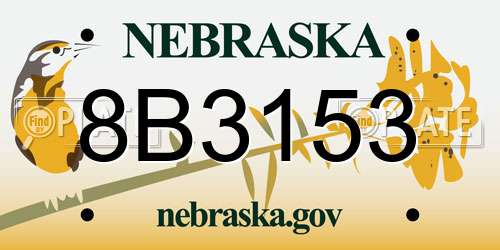 8B3153 Nebraska License Plate