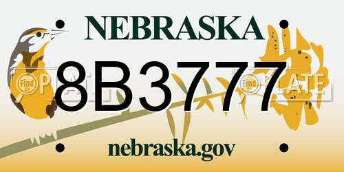 8B3777 Nebraska License Plate