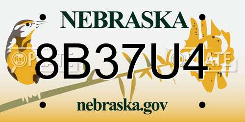 8B37U4 Nebraska License Plate
