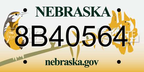 8B40564 Nebraska License Plate