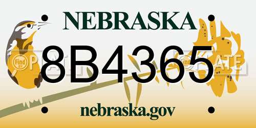 8B4365 Nebraska License Plate