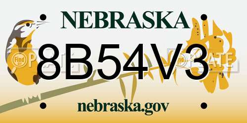 8B54V3 Nebraska License Plate
