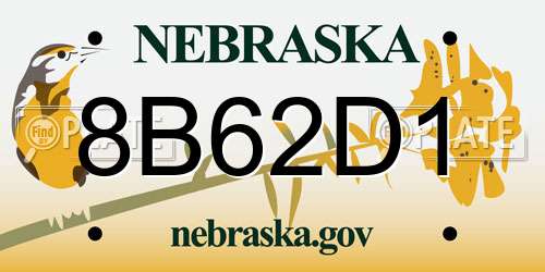 8B62D1 Nebraska License Plate