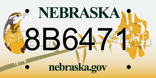 8B6471 Nebraska License Plate