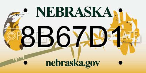 8B67D1 Nebraska License Plate