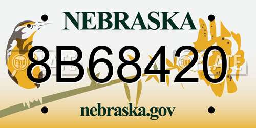 8B68420 Nebraska License Plate