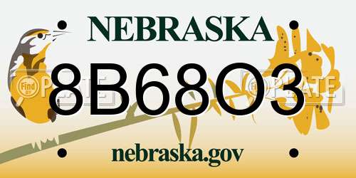 8B68O3 Nebraska License Plate