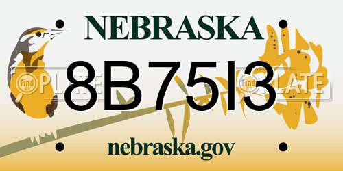 8B75I3 Nebraska License Plate