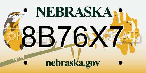 8B76X7 Nebraska License Plate