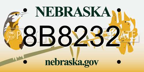 8B8232 Nebraska License Plate
