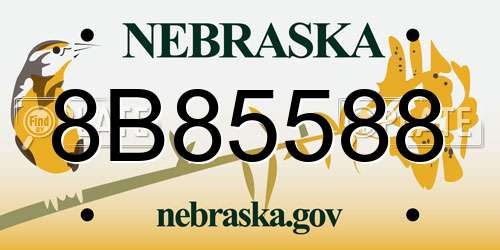 8B85588 Nebraska License Plate