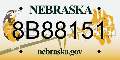 8B88151 Nebraska License Plate