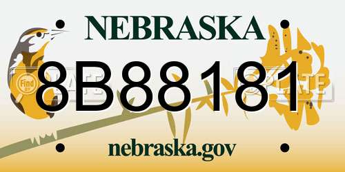 8B88181 Nebraska License Plate