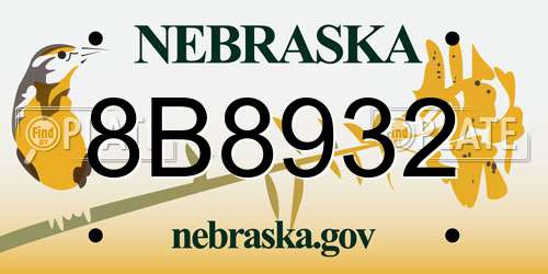 8B8932 Nebraska License Plate