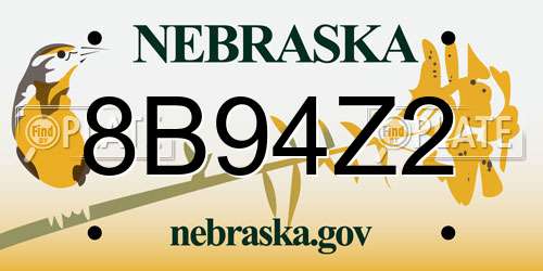 8B94Z2 Nebraska License Plate