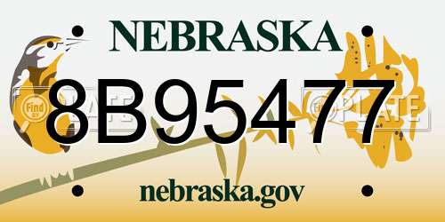 8B95477 Nebraska License Plate