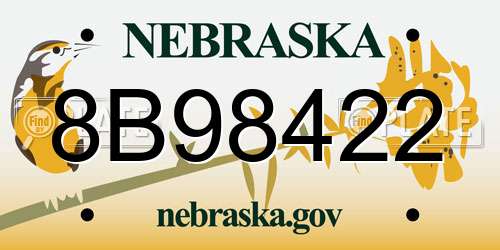 8B98422 Nebraska License Plate