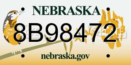 8B98472 Nebraska License Plate