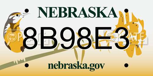 8B98E3 Nebraska License Plate