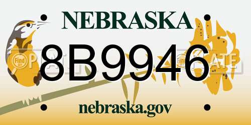 8B9946 Nebraska License Plate