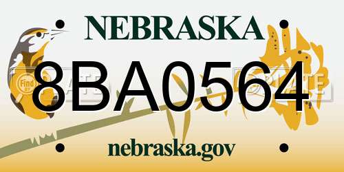 8BA0564 Nebraska License Plate