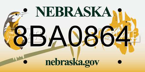 8BA0864 Nebraska License Plate