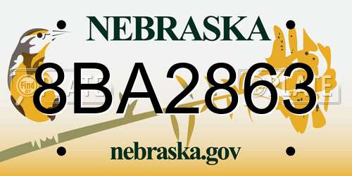 8BA2863 Nebraska License Plate
