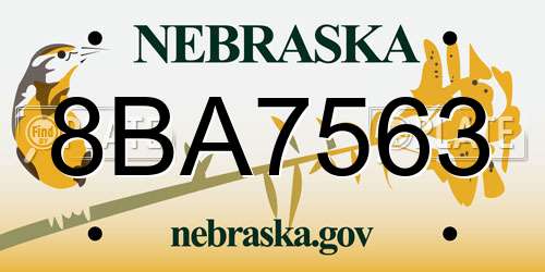 8BA7563 Nebraska License Plate