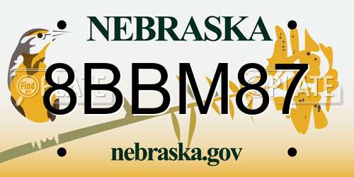 8BBM87 Nebraska License Plate