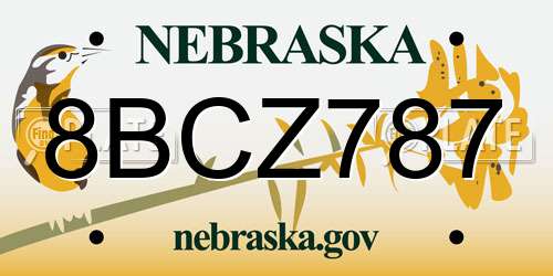 8BCZ787 Nebraska License Plate