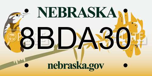 8BDA30 Nebraska License Plate