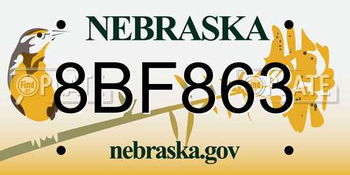 8BF863 Nebraska License Plate