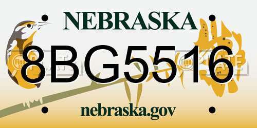 8BG5516 Nebraska License Plate
