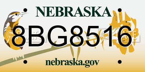 8BG8516 Nebraska License Plate