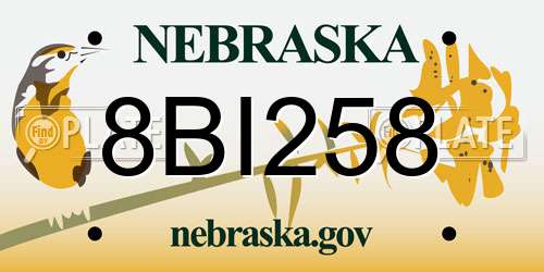 8BI258 Nebraska License Plate