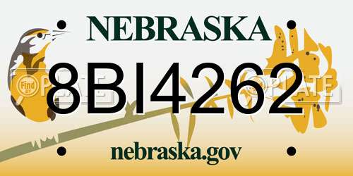 8BI4262 Nebraska License Plate