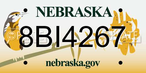 8BI4267 Nebraska License Plate