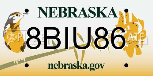 8BIU86 Nebraska License Plate