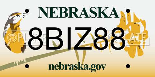 8BIZ88 Nebraska License Plate